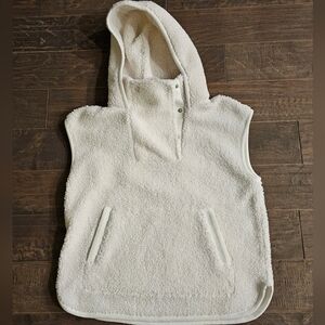 Haven Well Within White Quarter Snap Fleece Women's Hooded Vest sz xs